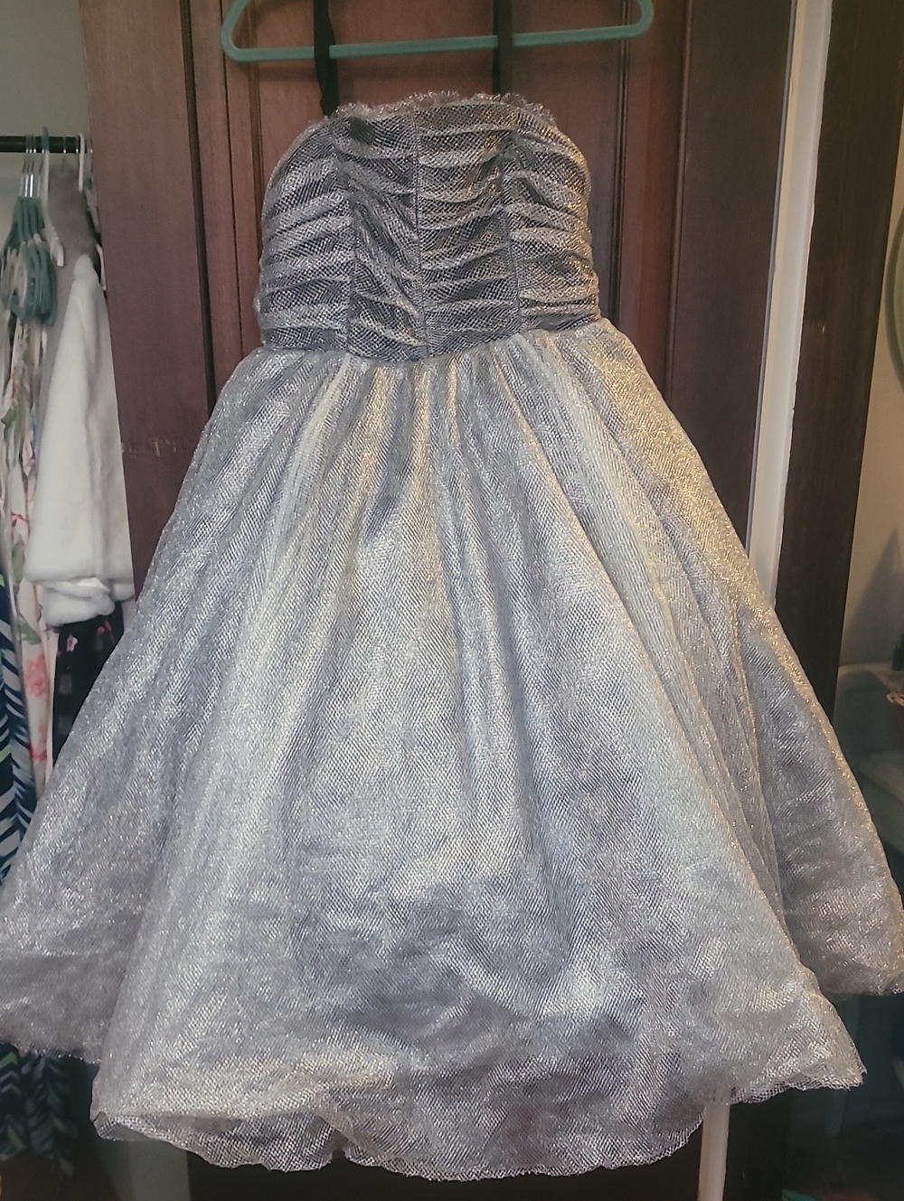 torrid Silver Sparkle Strapless Tulle Party Dress